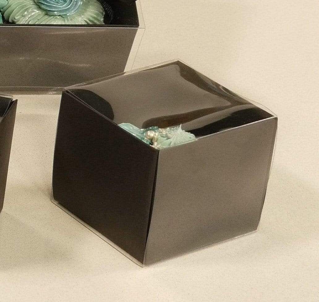1 Regular Cupcake Boxes with Clear Slide Cover - Black Designer Range