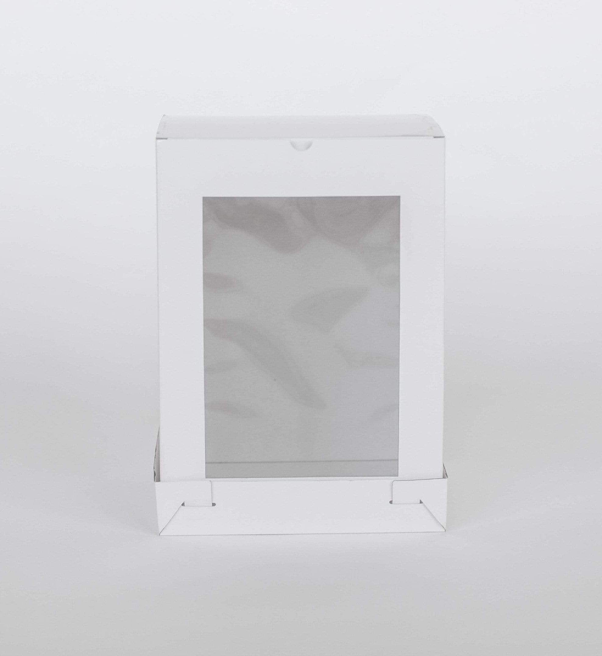 10” x 10” x 14” Tall Height Cake Box with Front Clear Window - Gloss White