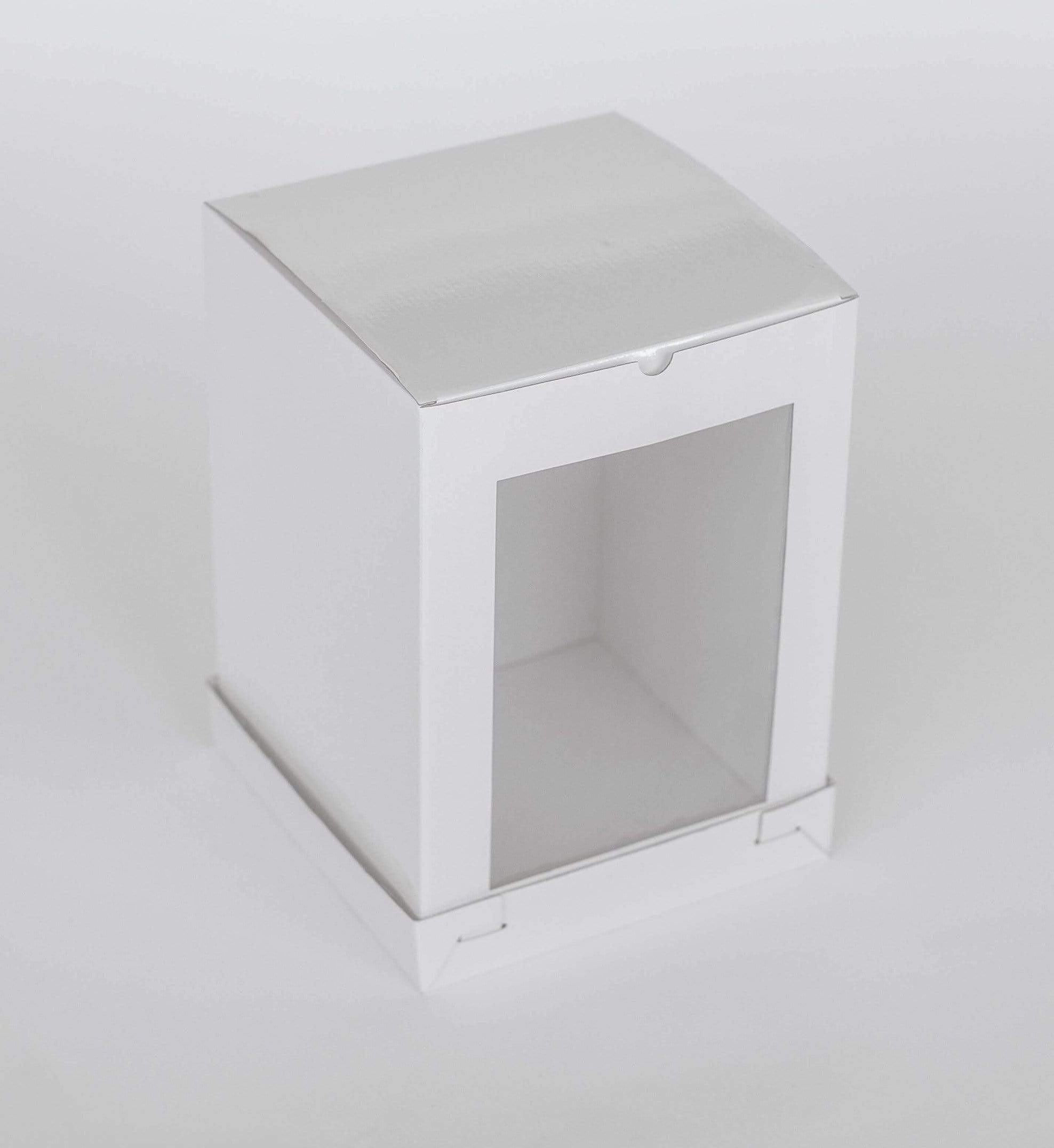 10” x 10” x 14” Tall Height Cake Box with Front Clear Window - Gloss White