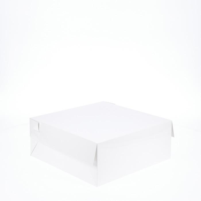 10” x 10” x 4” Low Height Cake Dessert Box with Top Cover - Gloss White