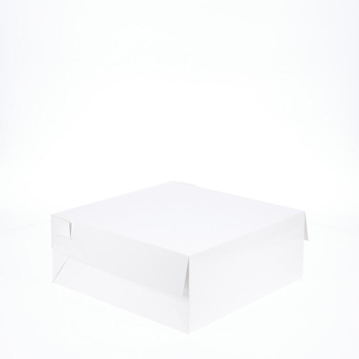 10” x 10” x 4” Low Height Cake Dessert Box with Top Cover - Gloss White