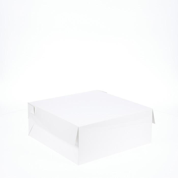 10” x 10” x 4” Low Height Cake Dessert Box with Top Cover - Gloss White