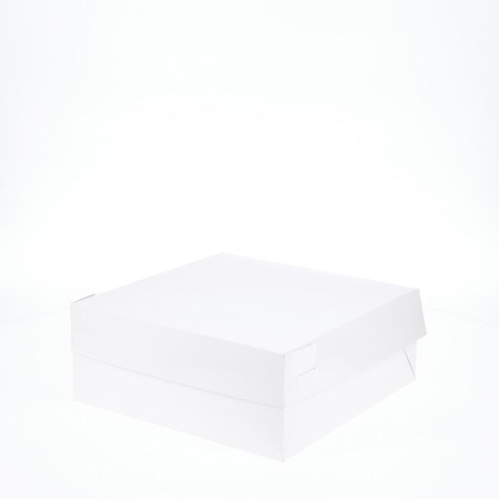 10” x 10” x 4” Low Height Cake Dessert Box with Top Cover - Gloss White