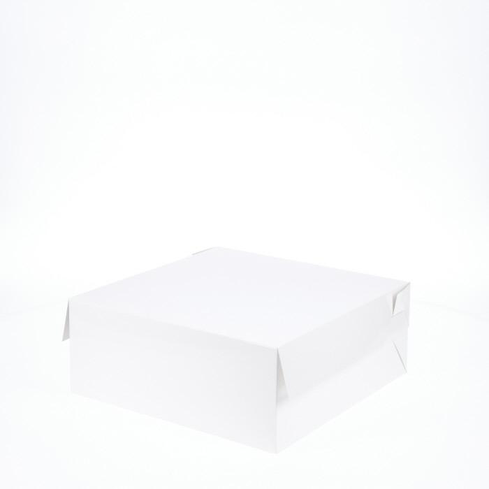 10” x 10” x 4” Low Height Cake Dessert Box with Top Cover - Gloss White