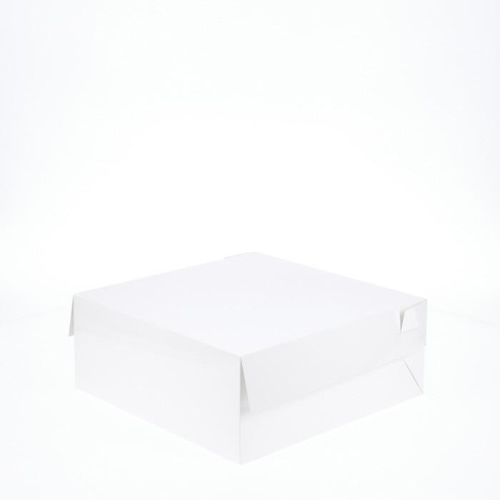 10” x 10” x 4” Low Height Cake Dessert Box with Top Cover - Gloss White
