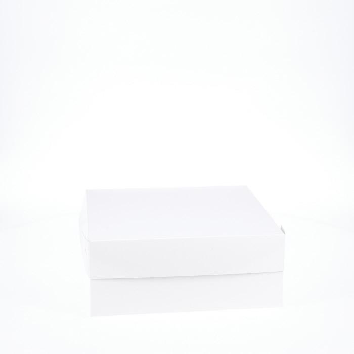 10” x 10” x 4” Low Height Cake Dessert Box with Top Cover - Gloss White