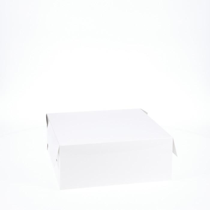 10” x 10” x 4” Low Height Cake Dessert Box with Top Cover - Gloss White