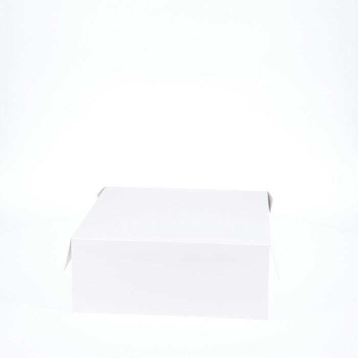 10” x 10” x 4” Low Height Cake Dessert Box with Top Cover - Gloss White