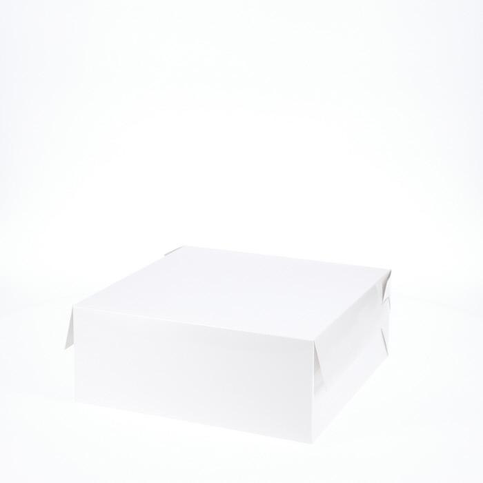 10” x 10” x 4” Low Height Cake Dessert Box with Top Cover - Gloss White