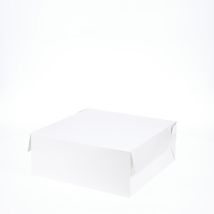 10” x 10” x 4” Low Height Cake Dessert Box with Top Cover - Gloss White