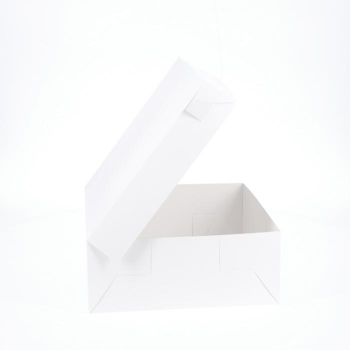 10” x 10” x 4” Low Height Cake Dessert Box with Top Cover - Gloss White