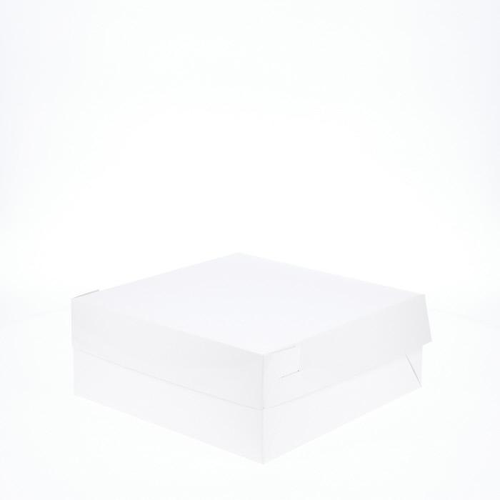 10” x 10” x 4” Low Height Cake Dessert Box with Top Cover - Gloss White