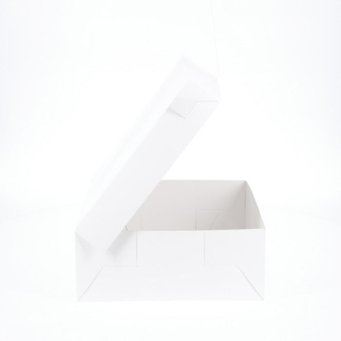 10” x 10” x 4” Low Height Cake Dessert Box with Top Cover - Gloss White