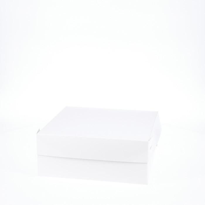 10” x 10” x 4” Low Height Cake Dessert Box with Top Cover - Gloss White