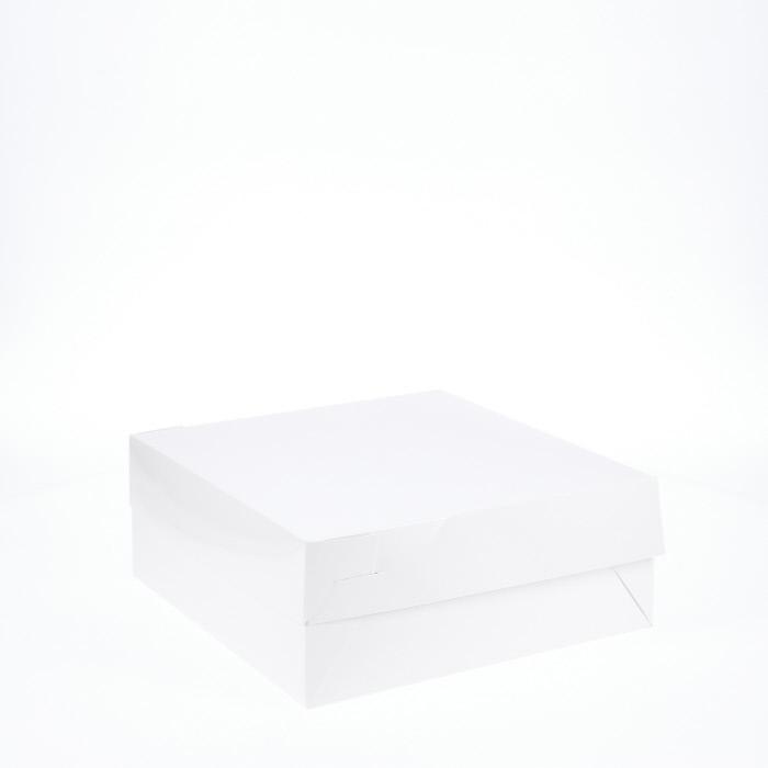 10” x 10” x 4” Low Height Cake Dessert Box with Top Cover - Gloss White