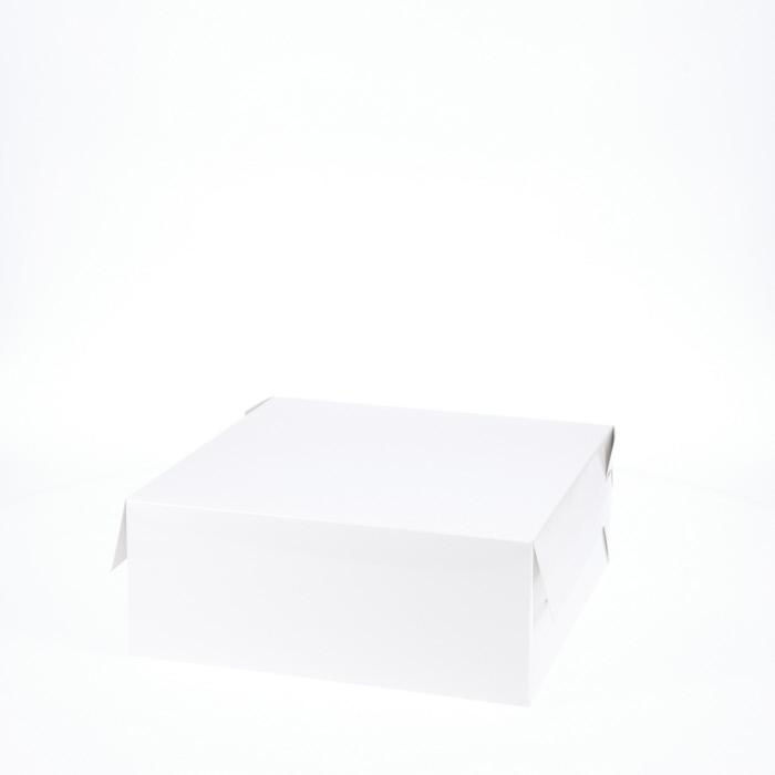 10” x 10” x 4” Low Height Cake Dessert Box with Top Cover - Gloss White