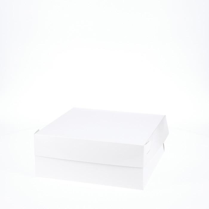 10” x 10” x 4” Low Height Cake Dessert Box with Top Cover - Gloss White