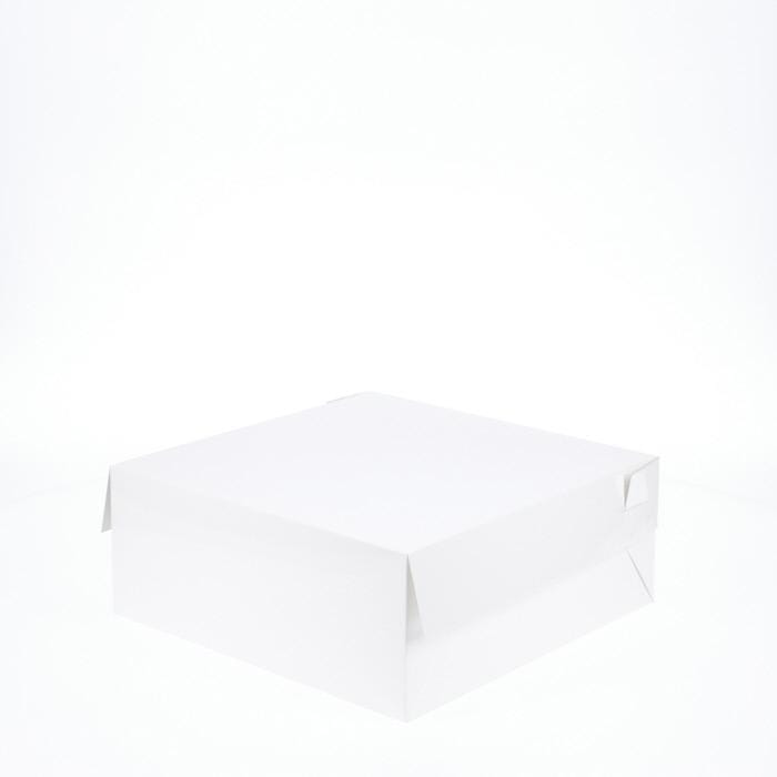 10” x 10” x 4” Low Height Cake Dessert Box with Top Cover - Gloss White