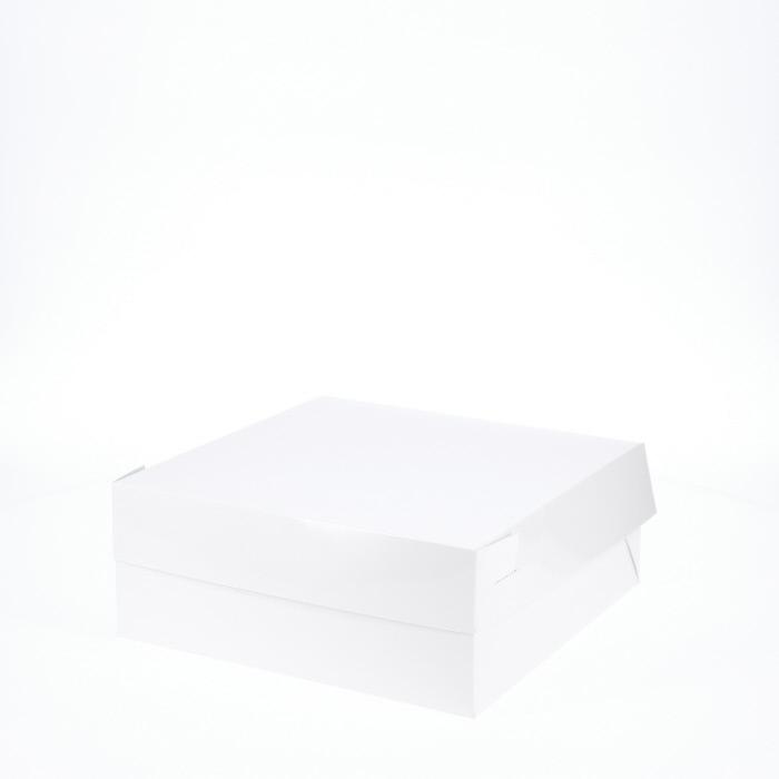 10” x 10” x 4” Low Height Cake Dessert Box with Top Cover - Gloss White