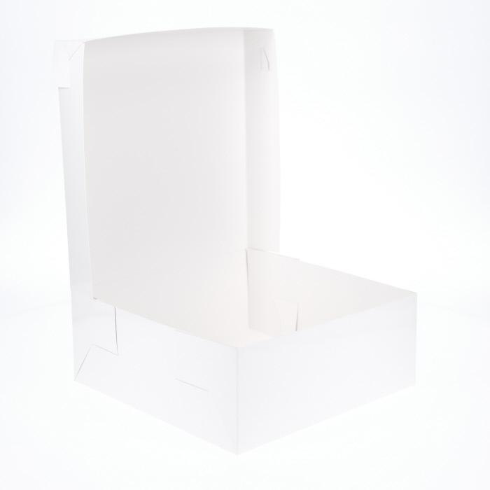 10” x 10” x 4” Low Height Cake Dessert Box with Top Cover - Gloss White