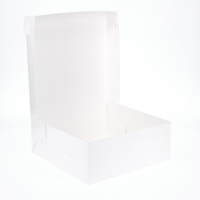 10” x 10” x 4” Low Height Cake Dessert Box with Top Cover - Gloss White