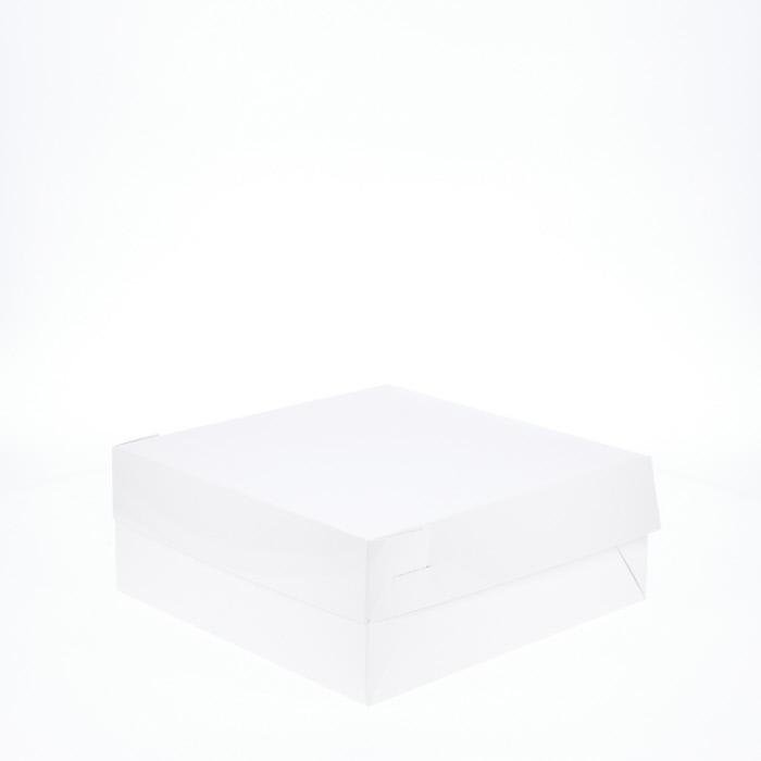 10” x 10” x 4” Low Height Cake Dessert Box with Top Cover - Gloss White