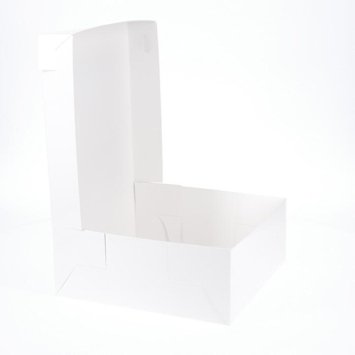10” x 10” x 4” Low Height Cake Dessert Box with Top Cover - Gloss White