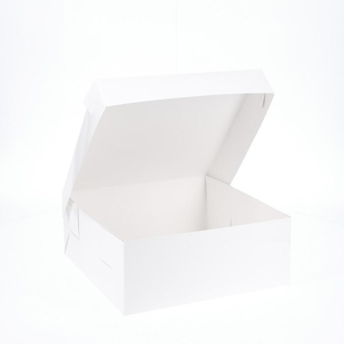 10” x 10” x 4” Low Height Cake Dessert Box with Top Cover - Gloss White