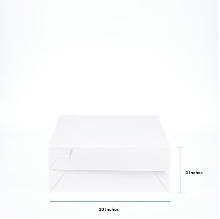 10” x 10” x 4” Low Height Cake Dessert Box with Top Cover - Gloss White
