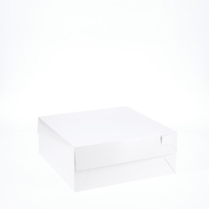 10” x 10” x 4” Low Height Cake Dessert Box with Top Cover - Gloss White