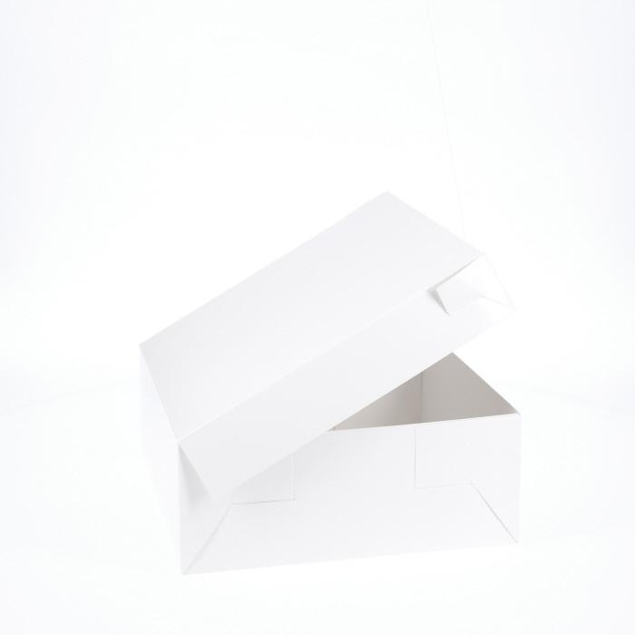 10” x 10” x 4” Low Height Cake Dessert Box with Top Cover - Gloss White