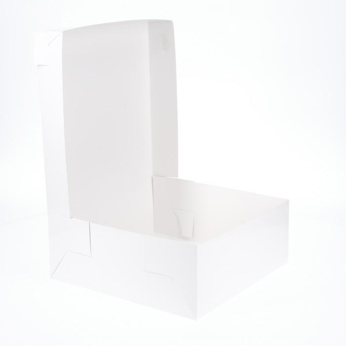 10” x 10” x 4” Low Height Cake Dessert Box with Top Cover - Gloss White