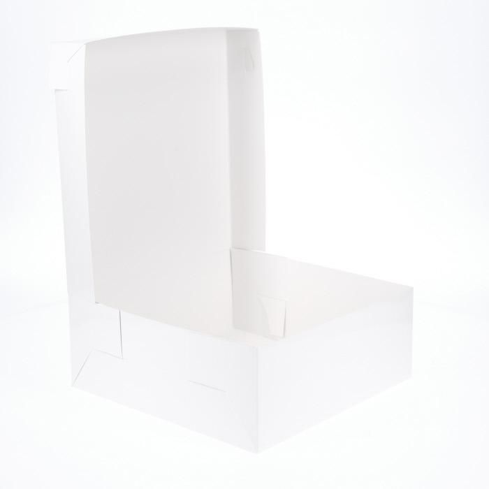 10” x 10” x 4” Low Height Cake Dessert Box with Top Cover - Gloss White