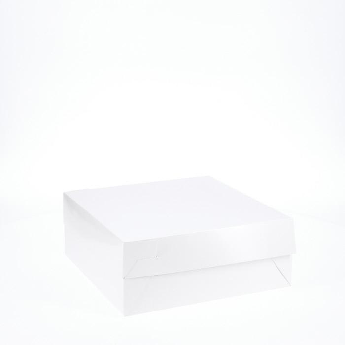10” x 10” x 4” Low Height Cake Dessert Box with Top Cover - Gloss White