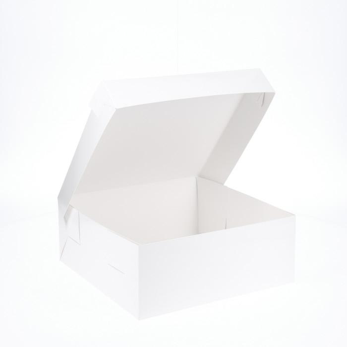10” x 10” x 4” Low Height Cake Dessert Box with Top Cover - Gloss White