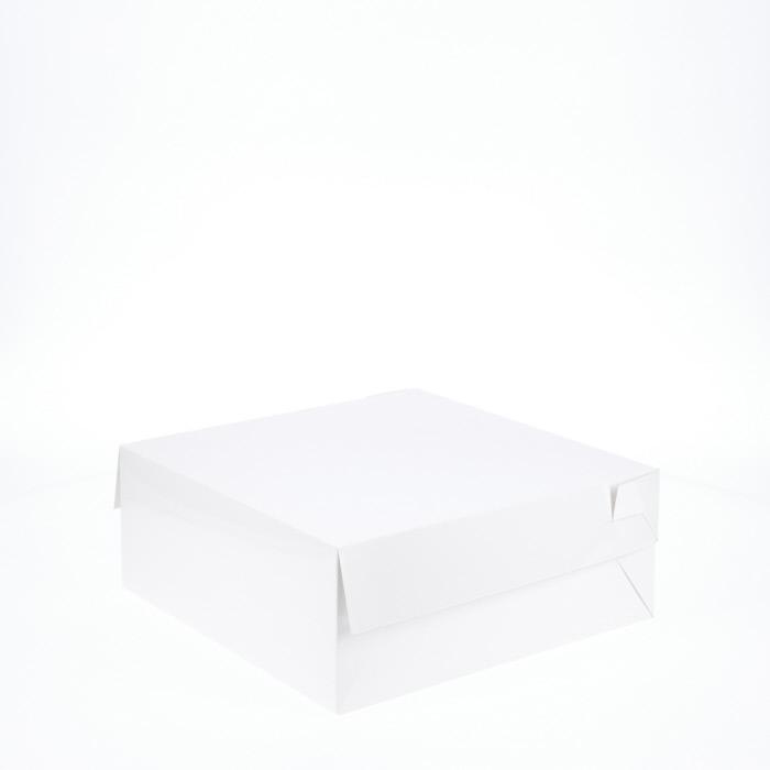 10” x 10” x 4” Low Height Cake Dessert Box with Top Cover - Gloss White