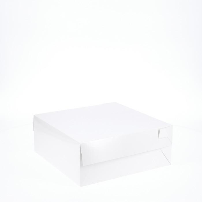 10” x 10” x 4” Low Height Cake Dessert Box with Top Cover - Gloss White