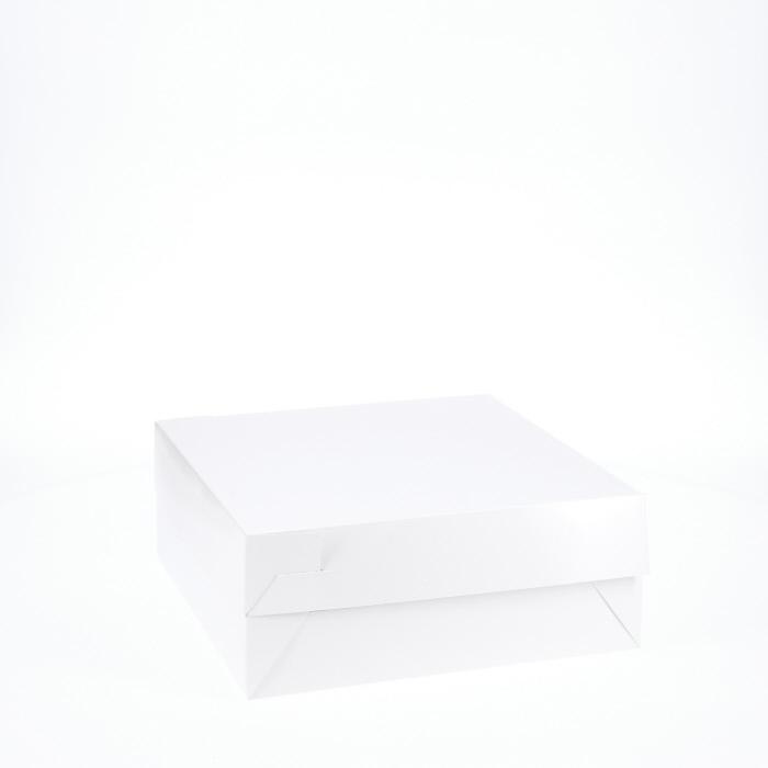 10” x 10” x 4” Low Height Cake Dessert Box with Top Cover - Gloss White