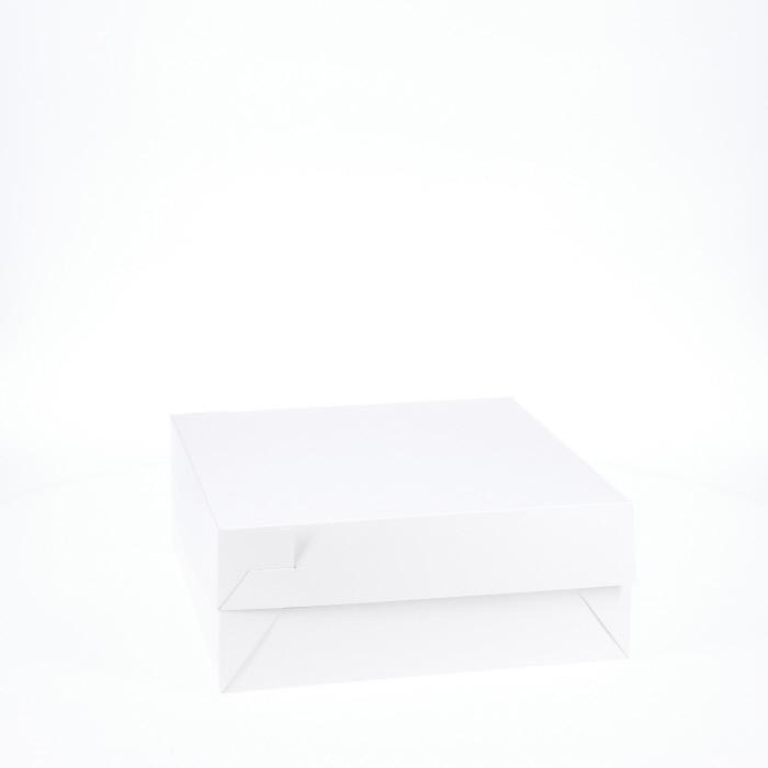 10” x 10” x 4” Low Height Cake Dessert Box with Top Cover - Gloss White