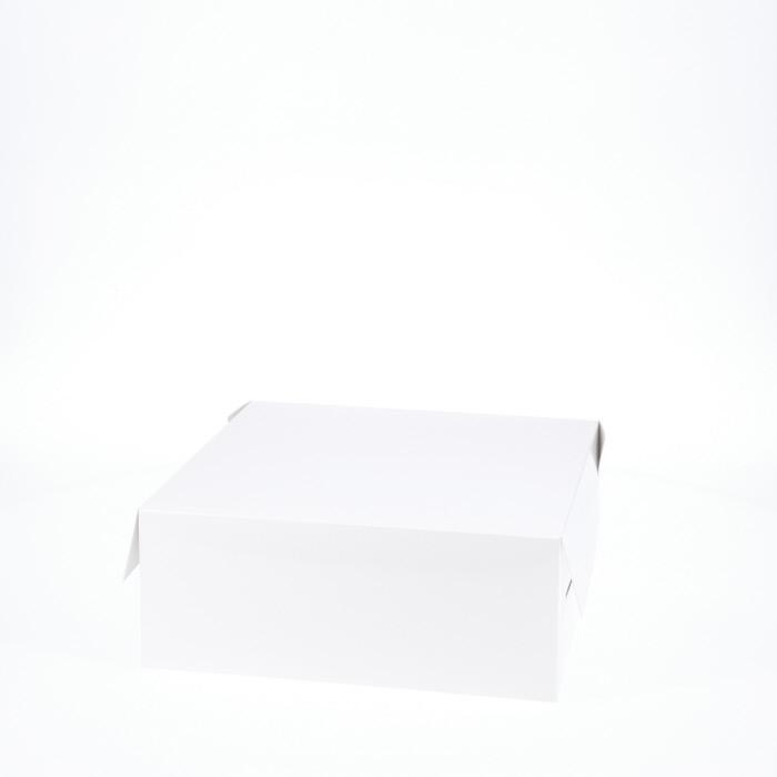 10” x 10” x 4” Low Height Cake Dessert Box with Top Cover - Gloss White
