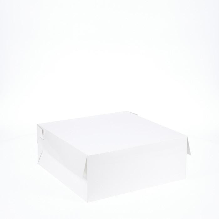10” x 10” x 4” Low Height Cake Dessert Box with Top Cover - Gloss White
