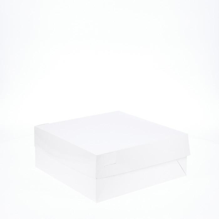 10” x 10” x 4” Low Height Cake Dessert Box with Top Cover - Gloss White