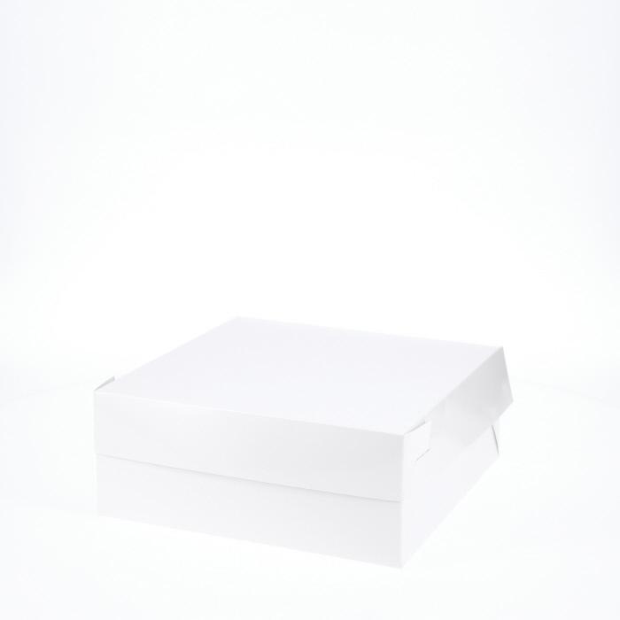 10” x 10” x 4” Low Height Cake Dessert Box with Top Cover - Gloss White