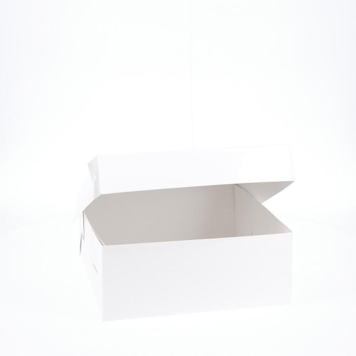 10” x 10” x 4” Low Height Cake Dessert Box with Top Cover - Gloss White