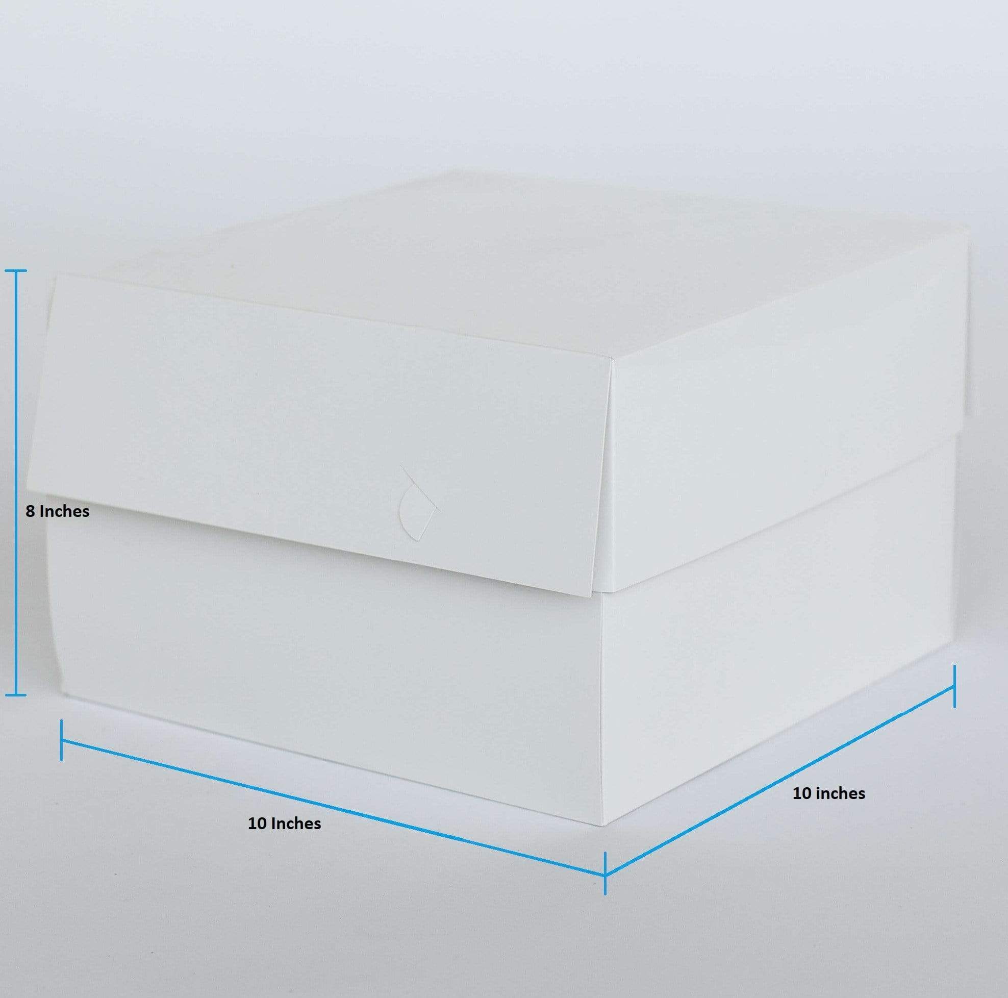 10” x 10” x 8” Standard Height Cake Dessert Box with Top Cover - Gloss White