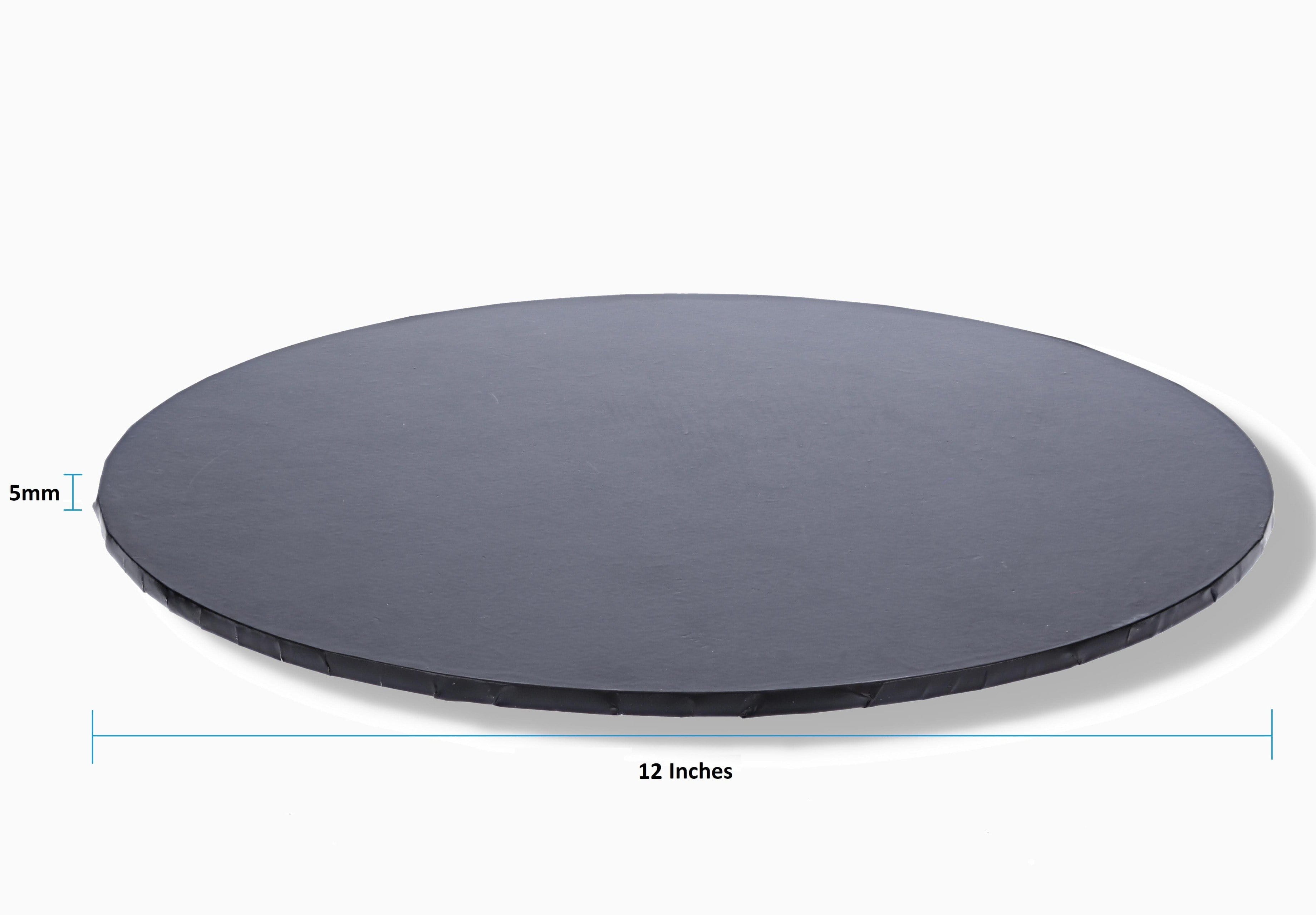 12" Black Masonite (MDF) Round Cake Board