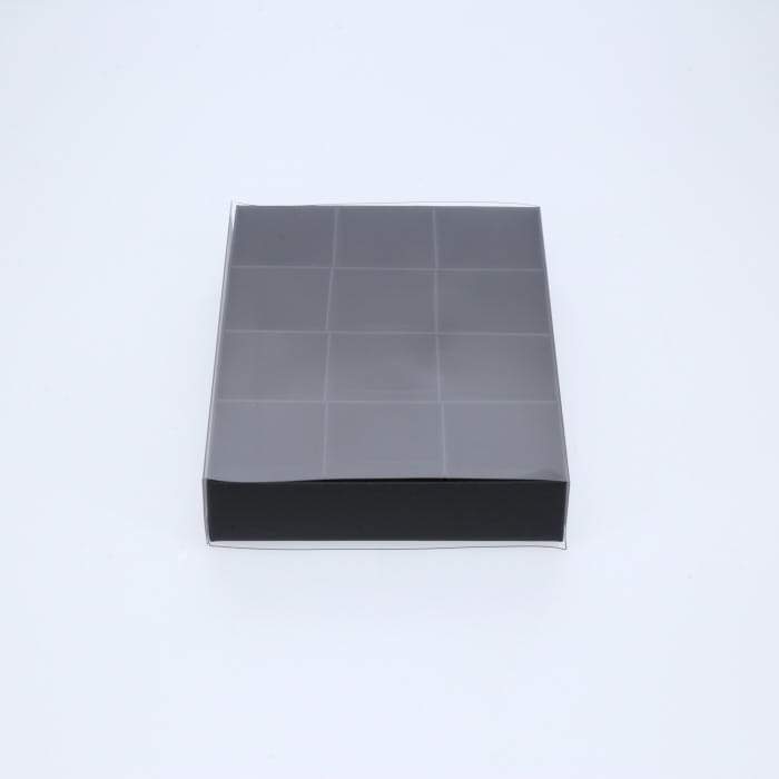 12 Chocolate Box with Clear Slide Cover - Black Designer Range