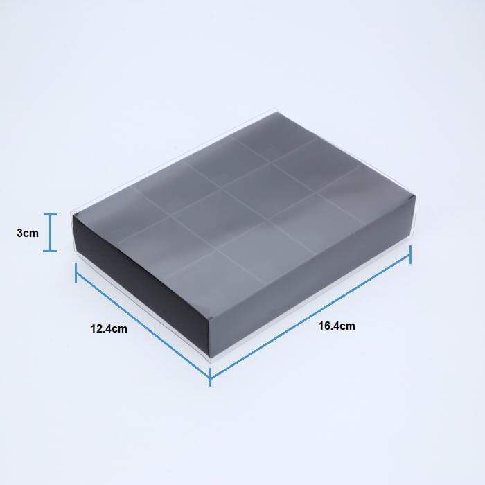 12 Chocolate Box with Clear Slide Cover - Black Designer Range