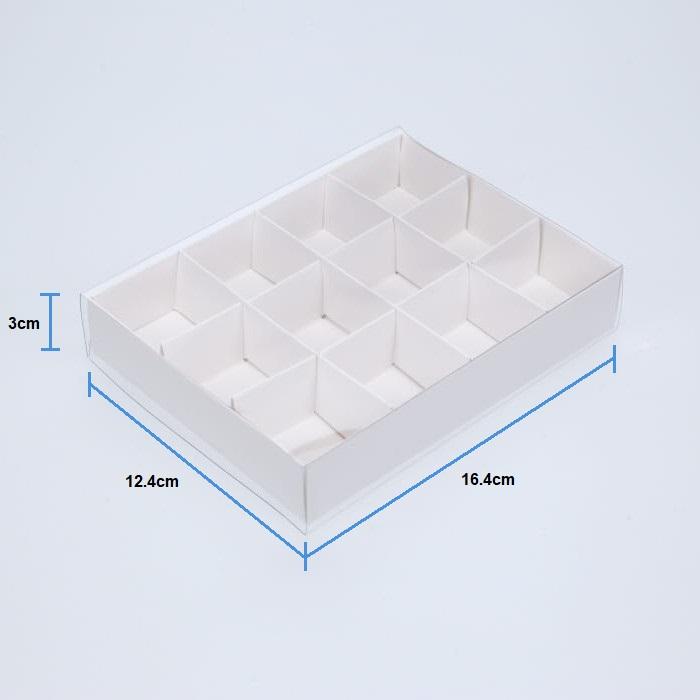 12 Chocolate Box with Clear Slide Cover - Gloss White