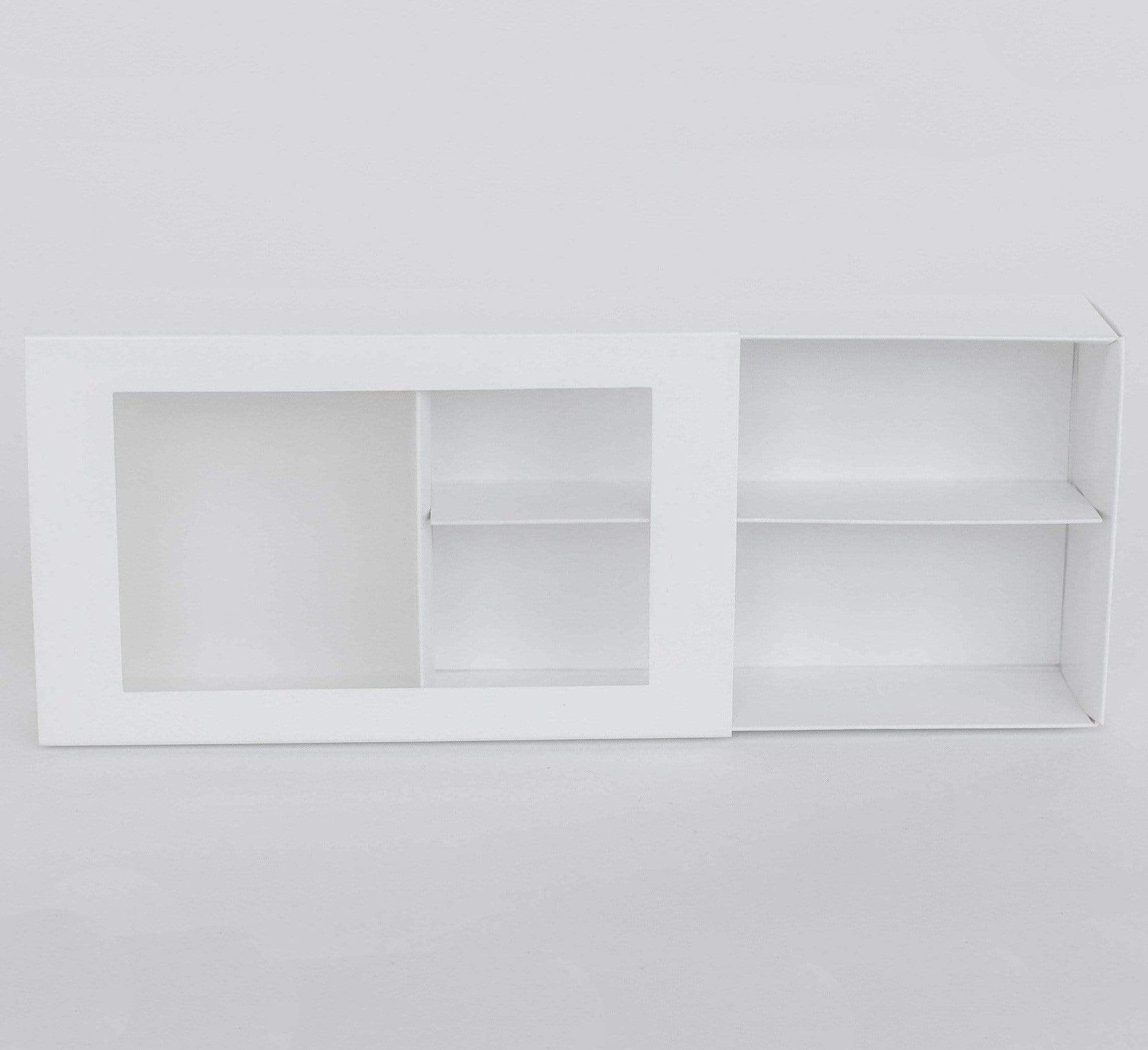 12 Macaron Dessert Box with Slide Cover & Clear Window - Gloss White